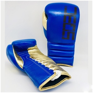 Gants de combat or/bleu métallisé, gants d'entraînement de sports de combat, gants MMA et gants de boxe à lacets - Product Image 4