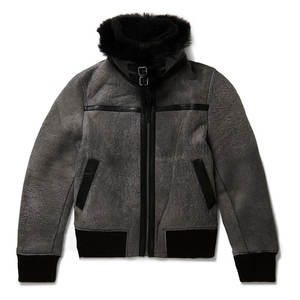 Veste en cuir et fourrure d'agneau pour femme, très vendue, respirante, écologique, personnalisable - Product Image 1