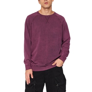 Sweat-shirt délavé à l'acide pour homme, 200 GSM, coton léger, col rond décontracté, vintage, personnalisable, OEM, marque privée, usine de vêtements - Product Image 2