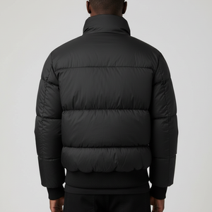 OEM Winter Custom Design <b>Padded</b> Puffer Bomber <b>Jacket</b> Men Zipper Oversized Stand <b>Waterproof</b> Windproof Quilted Bubble Front Coat - Product Image 2
