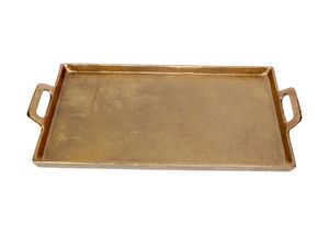 Handcrafted brass serving tray with wooden handle and gold finished perfect for luxury home decor and <b>special</b> occasions - Product Image 4