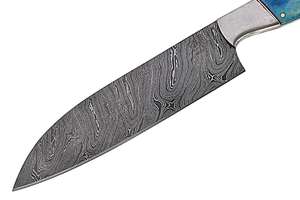 Cuchilla de Damasco de estilo japonés personalizable, cuchillo de Chef, hoja de acero al carbono, mango de madera de hueso de camello, Funda de cuero, herramienta de cocina - Product Image 4