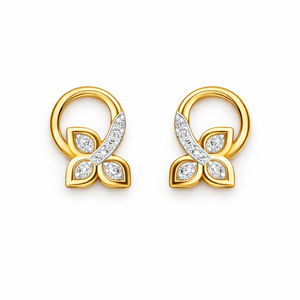 Pendientes de Botón Florales Minimalistas de Oro Rosa de 14K, Elegancia Moderna, Finamente Elaborados con Diamantes de Laboratorio, Joyería Fina para Mujer - Product Image 2