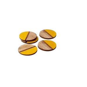 Posavasos de resina de madera para taza de café OEM cuadrado redondo de fábrica con logotipo personalizado al por mayor - Product Image 1