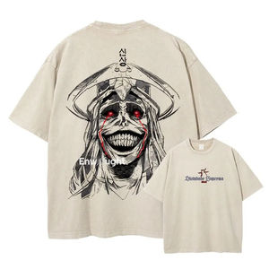 Camiseta Oversize Casual Vintage Lavada de Algodón 100% Sólido Transpirable Antiencogimiento con Estampado por Transferencia Térmica de Manga Corta Estilo Urbano - Product Image 1