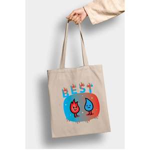 Fireboy and Watergirl Printed Zippered <b>Tote</b> Bag <b>Canvas</b> and Polyester Lining for Summer Autumn Winter and Spring Use - Product Image 1