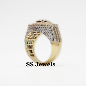 Anillo de pala VVS Moissanite hecho a mano para hombre, Baguette Real, diamante, Campeonato helado, regalo de aniversario, joyería - Product Image 4