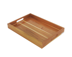 Plateau en bois d'acacia avec poignées, design moderne, vaisselle décorative, plateau de service, passe au lave-vaisselle et au micro-ondes, personnalisable - Product Image 1