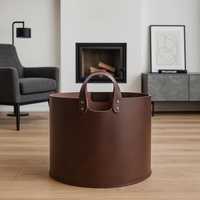 Panier de rangement en cuir écologique multi-usages avec poignées, grand panier cadeau de Noël pour la maison, la salle de sport et les pique-niques