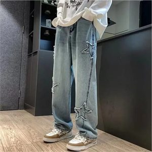 Men’s Trend Inspired <b>Baggy</b> Denim <b>Jeans</b> Contemporary Wide Leg Streetwear Pants Premium Heavyweight Cotton Fabric Vintage Wash - Product Image 4