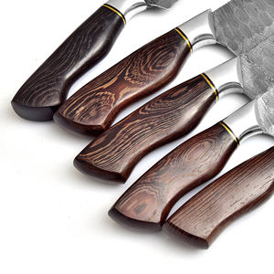 Ensemble de couteaux de chef en acier damas 5 pièces de haute qualité à lames très tranchantes avec manche en bois de wengé et rouleau de cuir pour la cuisine - Product Image 3