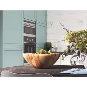 Bol à salade en bois Design personnalisé Bol en bois gravé en bambou pour salade et pâtes Bol de service par artisanat en croissant - Product Image 6