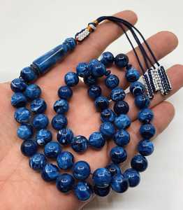 ใหม่33เม็ดลูกปัดสีฟ้า10มม. ลูกประคำยางมัสลิมสำหรับสวดมนต์อิสลามมุสลิม - Product Image 1