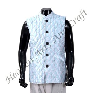Floral Block Print Cotton <b>Jacket</b> Vintage Hand Made Fine Stitch Printed Quilted <b>Kantha</b> <b>Jacket</b> Cotton Men's Quilted <b>Jacket</b> - Product Image 1