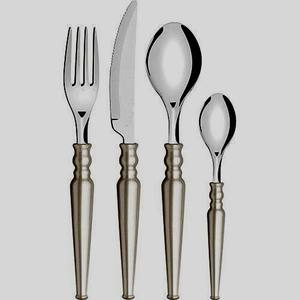 Juego de cubiertos pulidos de oro de acero inoxidable con mango de diseño de ramita de sombra marrón Cuchara de Navidad de acero inoxidable Tenedor y cuchillo - Product Image 5