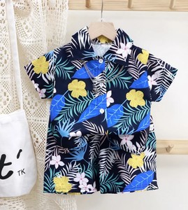 Camisa escolar informal abotonada de manga corta de algodón para niños con cuello vuelto Ropa Lisa para niños-Venta al por mayor - Product Image 5