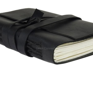 Vintage Leather Journal Recycled Paper Notebook with Thread <b>Sewing</b> Binding 100% Rag Tree Sketch <b>Book</b> and Diary - Product Image 4