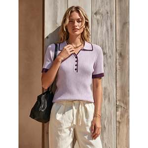 เสื้อโปโลถักแขนสั้นสำหรับผู้หญิง สวมใส่สบาย ระบายอากาศได้ดี - Product Image 5