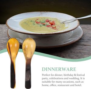 Cuillère en corne de buffle à long manche, design classique écologique, texture naturelle lisse pour cuisines bio - Inde - Product Image 3