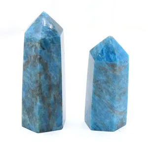 Meilleure qualité Tour de pointe d'apatite Point de cristal de quartz naturel OEM Obélisque Chakra Baguette de guérison Vente brute Cadeau Cristaux Fourniture - Product Image 2