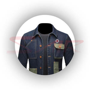 Nueva chaqueta vaquera de talla grande transpirable ligera personalizada para hombre, tela de lona con cuello levantado, estilo informal al por mayor - Product Image 3
