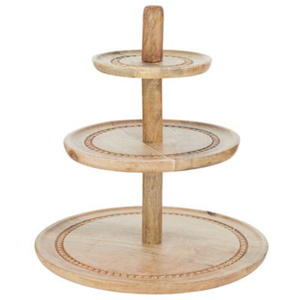 Creative Wood Cake <b>Cupcake</b> Serving <b>Stand</b> Modern 2 Tier <b>Wooden</b> Dessert <b>Stand</b> With Handle For Parties Weddings And Home Decor - Product Image 3