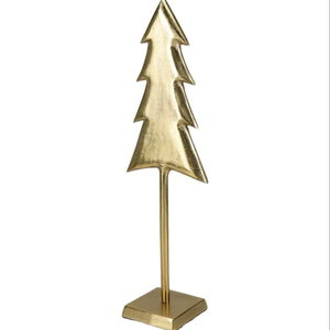 Adorno de mesa navideño de metal hecho a mano con acabado dorado pulido diseñado para interiores elegantes y celebraciones navideñas. - Product Image 1