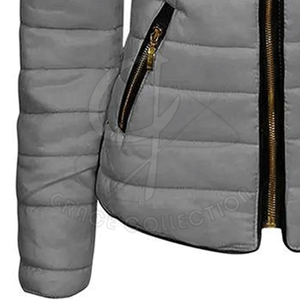 Chaquetas acolchadas con cremallera de Invierno para mujer personalizables con manga larga, tejido de punto transpirable con el logotipo de su propia marca - Product Image 5