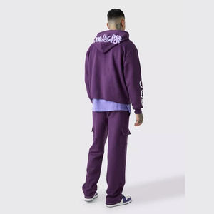 Survêtements 2pcs Jogging Suits Zip Up Screen Heat-Transfer Printing Cotton Tracksuit Cargo Flare Sweatpants And Hoodie Jogger Set - Product Image 2