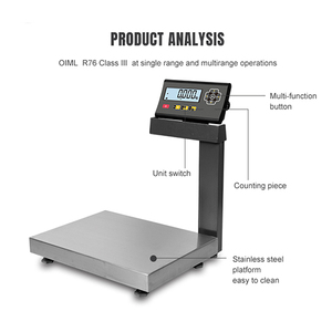 उच्च गुणवत्ता वाले डिजिटल स्टेनलेस स्टील पोस्टल प्लेटफॉर्म बेंच स्केल 15 किलो/30 किलो/60 किलोग्राम जलरोधक 10 ग्राम गणना/वजन समारोह - Product Image 6