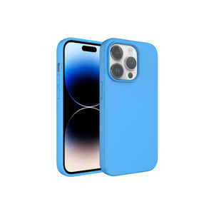 Coque de protection rigide Netzy effaçable en silicone liquide pour iPhone 14 Pro 6,1 pouces, doublure en microfibre bleue, polycarbonate - Product Image 1