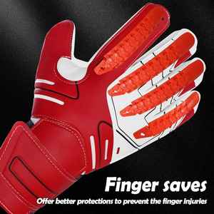Gants de football en cuir rouge ambidextre pour hommes avec fermeture à crochet et boucle Équipement de gardien de but de football pour jeunes pour l'extérieur - Product Image 4
