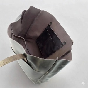 Sac fourre-tout d'affaires en cuir véritable fait main, luxe, doux, brun foncé, cuir de vachette pleine fleur, léger - Product Image 4