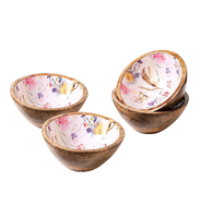 Mangkuk dekoratif Server Salad buah kayu dengan desain elegan dicetak Enamel kualitas tinggi mangkuk kayu mangga harga murah