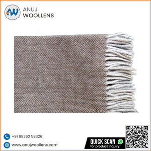 Nueva llegada marrón diamante espiga tartán patrón King Size reciclado corderos lana manta de lana - Product Image 3