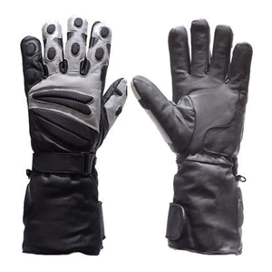 Motorbike Riding Full Finger Black & Gray Leather Long Gloves Motorcycle Auto Racing Wear Gloves For Men - Product Image 4