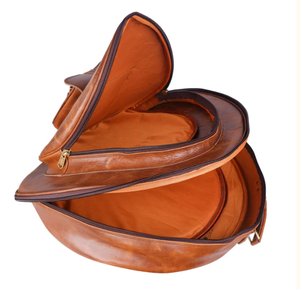 Executive Elegance Round Genuine Leather Tote Bag with Water-Resistant Zipper Closure and Tassel Embroidery Decoration - Product Image 5