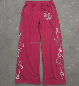 2025 Vintage multicolor Flare pantalones de chándal LOGO personalizado Streetwear 100% algodón orgánico lavado ácido Flare pantalones de chándal para hombres - Product Image 5