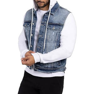 2025 couleur unie décontracté hommes lavage à l'acide jean veste avec col montant et Logo avant séchage rapide respirant de haute qualité - Product Image 6