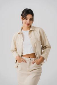 Chaqueta vaquera de invierno para mujer, ropa de calle informal con cierre de un solo botón de Color sólido lavado con detalles de botones - Product Image 4