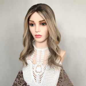 ท็อปเปอร์ผมแท้ยุโรปแ<span class=keywords><strong>บ</strong></span><span class=keywords><strong>บ</strong></span>คลิปหนีบ สี<span class=keywords><strong>บ</strong></span><span class=keywords><strong>ลอน</strong></span><span class=keywords><strong>ด์</strong></span>บาเลยาจ  ฐานไหม  สำหรับผู้หญิง  ให้ความรู้สึกเหมือนหนังศีรษะจริง - Product Image 3