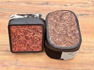 Custom Branded Portable Earrings <b>Ring</b> Case Cow Hide Leather Jewelry Organizer Storage Case Gift Boxes Small Travel Jewelry Boxes - Product Image 3
