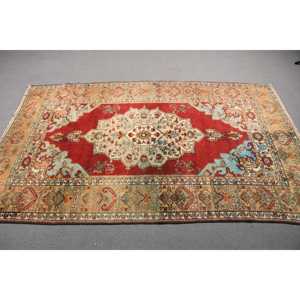Vintage Rug, 4.3x7 ft Area Rug, <b>Red</b> Ombr <b>Wool</b> Turkish Rug - Product Image 2