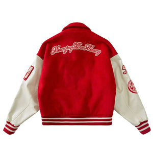 Chaqueta Universitaria Personalizada al por Mayor para Hombre, Elegante Bordado Chenille, Mangas de Cuero Genuino, Tallas Grandes, Chaquetas de Béisbol para Hombre - Product Image 6