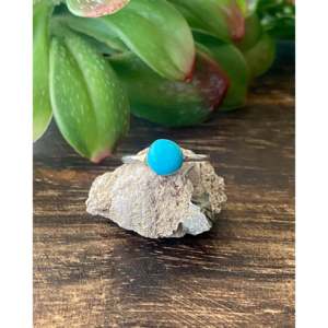 Bague Statement Bohème Angie Rosetta en Argent Sterling avec Turquoise, Monture Bezel, Taille 7, Surface Brillante, Plaqué Rhodium, Idéale au Quotidien - Product Image 1