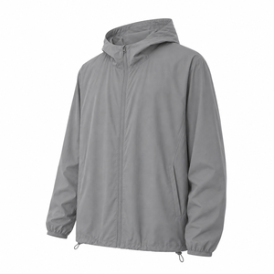 Chaqueta Cortavientos Impermeable de Poliéster 100% Color Gris Personalizado, con Capucha, Estilo Urbano para Hombre, Fabricante OEM ODM de Marca Privada - Product Image 3