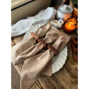 Natural <b>wooden</b> <b>napkin</b> <b>rings</b> with dark brown finished for classic and timeless table settings at home or events - Product Image 4