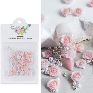 30 pcs/sac Rose Résine Rose <span class=keywords><strong>Strass</strong></span> Nail Art Charmes Mixte 3d Fleur Gemme Perles Nail Décoration Accessoires Argile Polymère - Product Image 5