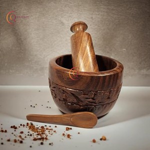 Molinillo de especias de diseño clásico, mortero de madera y Maja, trituradora de pastillas, cuenco de hierbas, artículos para el hogar y la cocina, mortero y Maja decorativos - Product Image 6