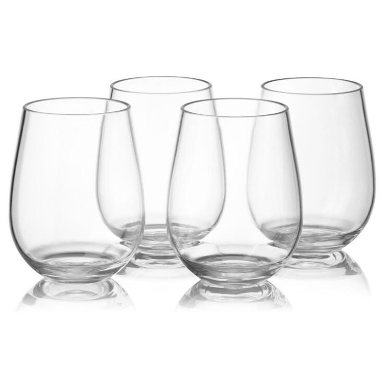 PET Reutilizável Personalizado Vidro De Vinho De Plástico Stemless Wine Glass Atacado Alta Qualidade 16oz em forma de ovo Plástico Champagne Glass